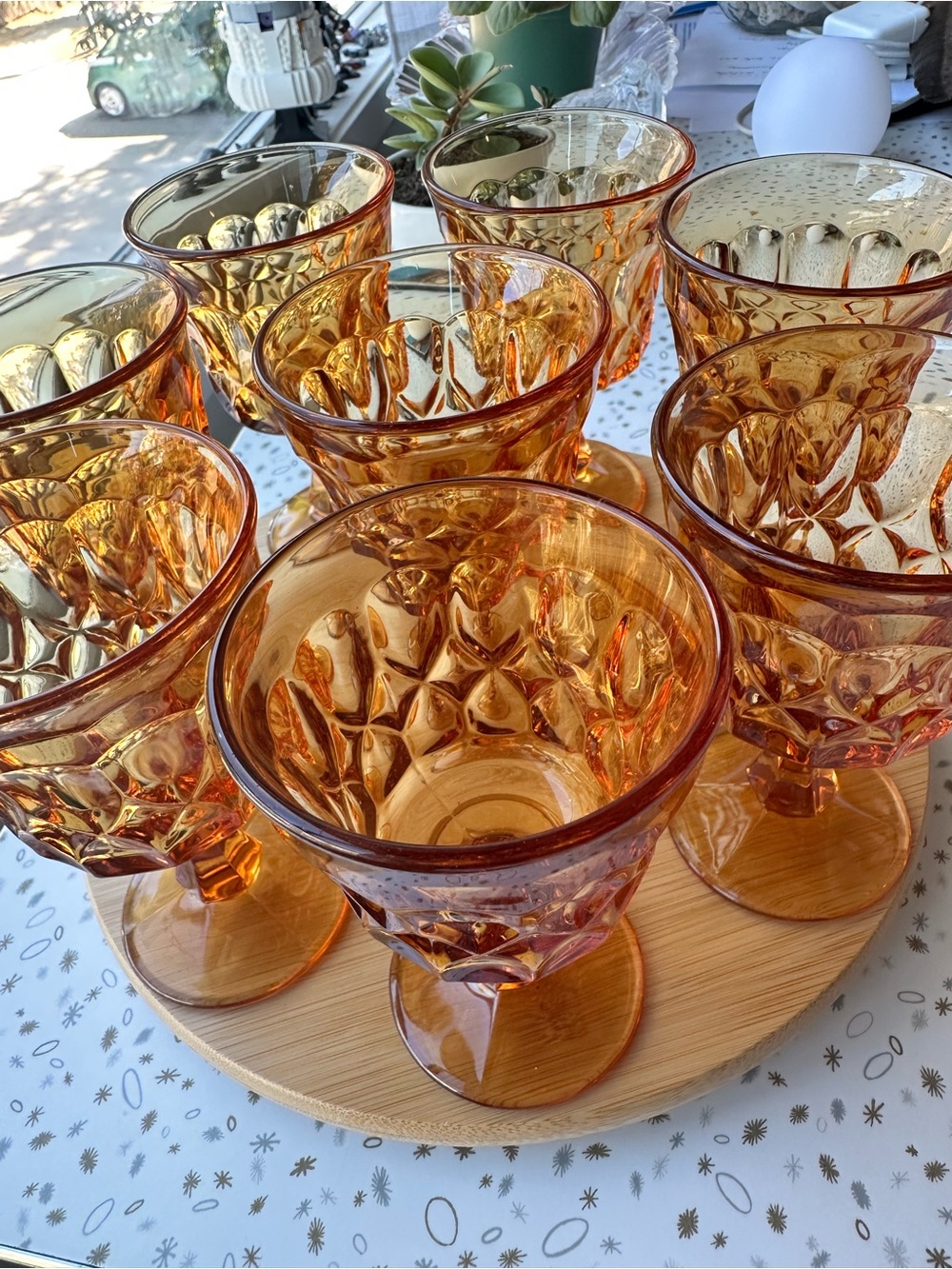 Vintage Noritake Perspective Amber Wine Goblets - Set of 8